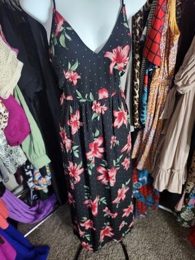 Fun & Flirt Black Maxi Dress with Floral Accents